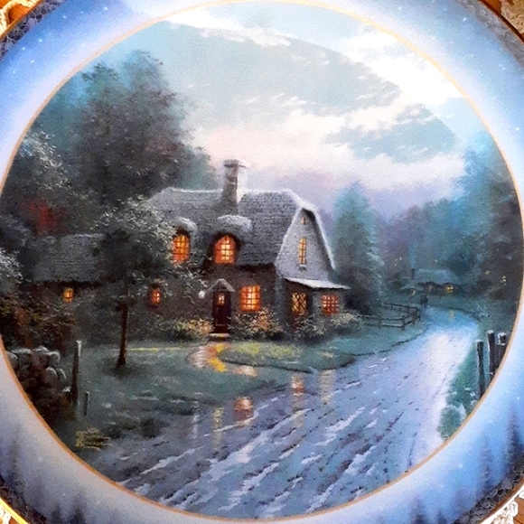 ๐*VINTAGE* LENOX ~KINKADE~ PEACEFUL RETREATS "MOONLIT LANE" WALL PLATE #517 A - Picture 7 of 12